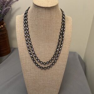 Elegant Gunmetal Antique Silver Crystal Rhinestone Necklace